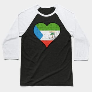 Equatorial Guinean Jigsaw Puzzle Heart Design - Gift for Equatorial Guinean With Equatorial Guinea Roots Baseball T-Shirt